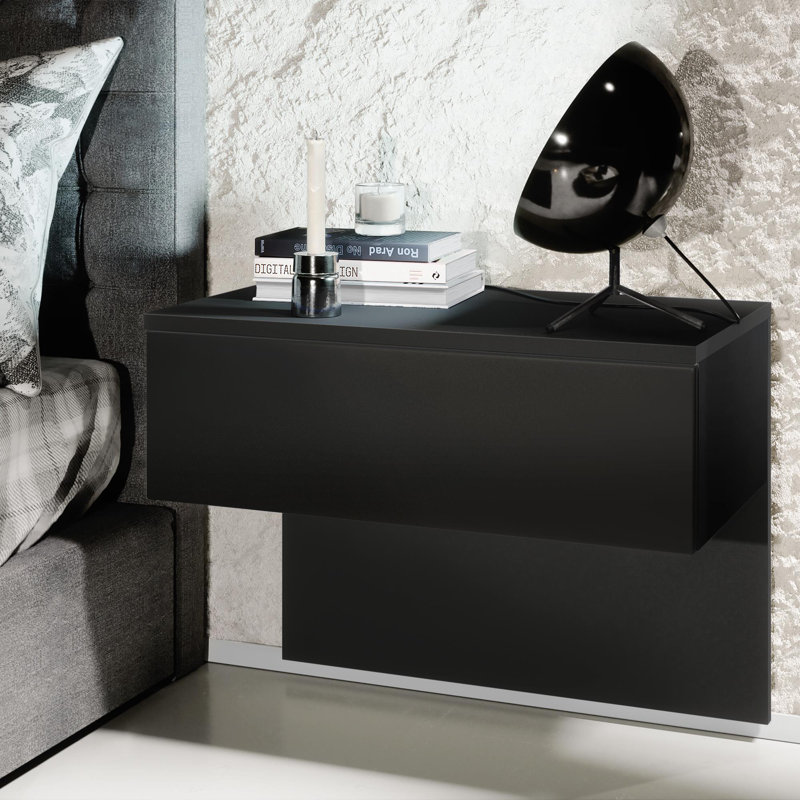 Nightstand Wasilewski, Matte Black, Black