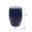 Tabouret demi-tonneau en céramique avec découpes bleu cobalt D13x18