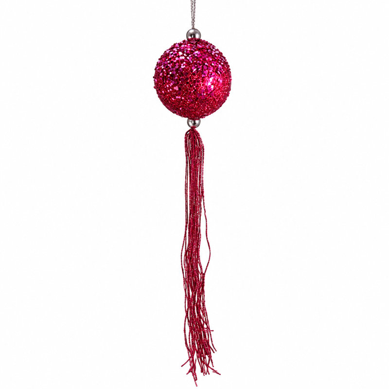 Ornement boule de Noël avec pampilles scintillantes, Vert