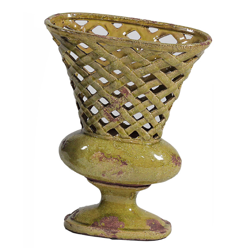 Vase de table en céramique Tankersley, Jaune, H 12 po x l 9,75 po x P 9,75 po