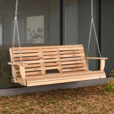 Balancelle de patio en bois 3 places avec porte-gobelet pliable
