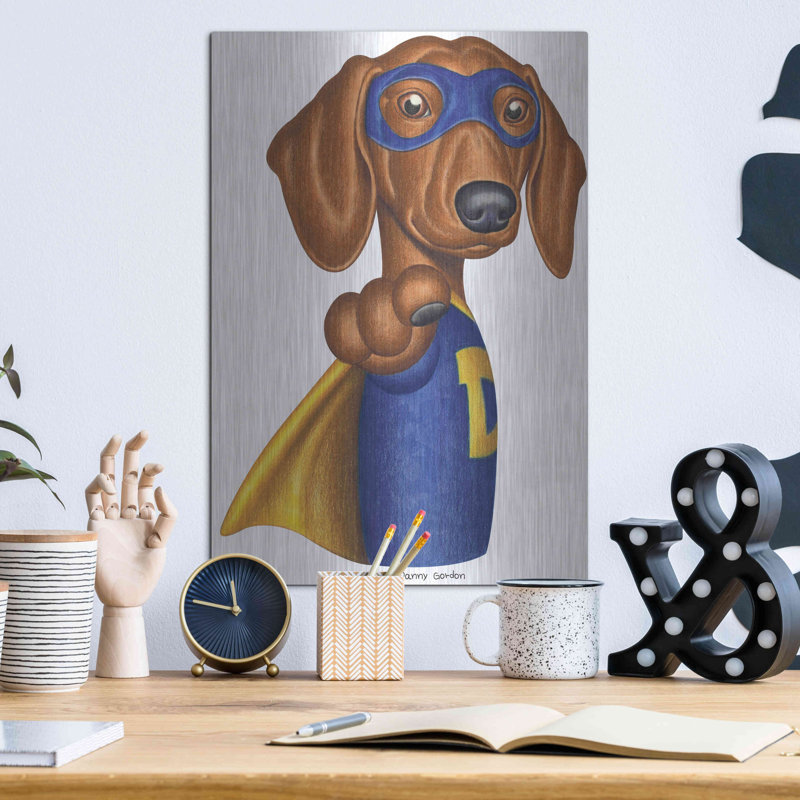 «Brown Dachshund Captain D» par Danny Gordon, H 16 po x l 12 po