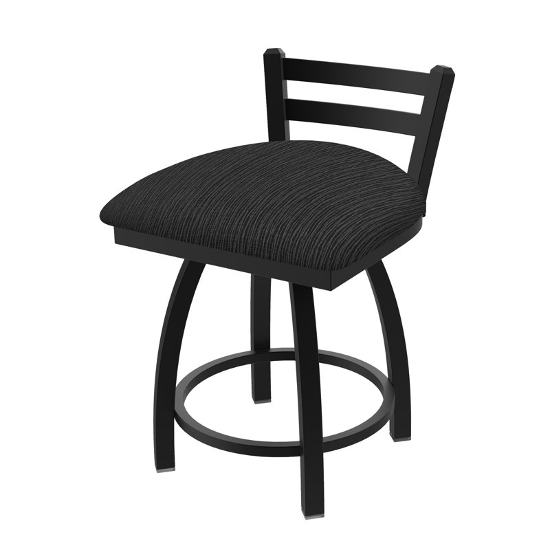 Tabouret de coiffeuse Jackie, Nickel anodisé, Tissu graphique charbon