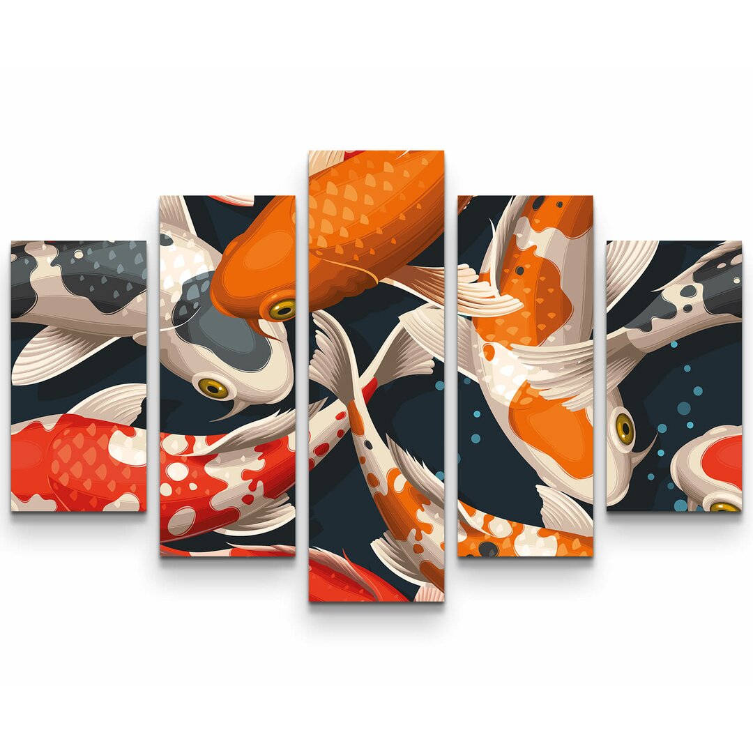 5-tlg. Leinwandbilder-Set Koi Fische