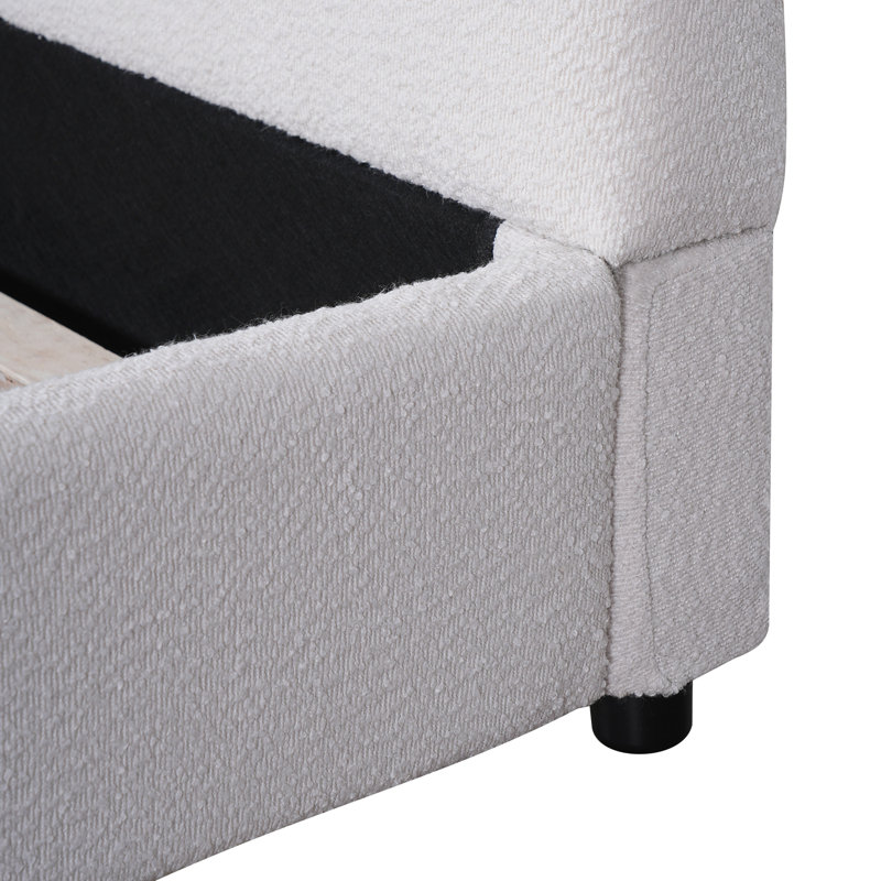 Très grande base de lit avec tête de lit arrondie, blanc, Grand lit