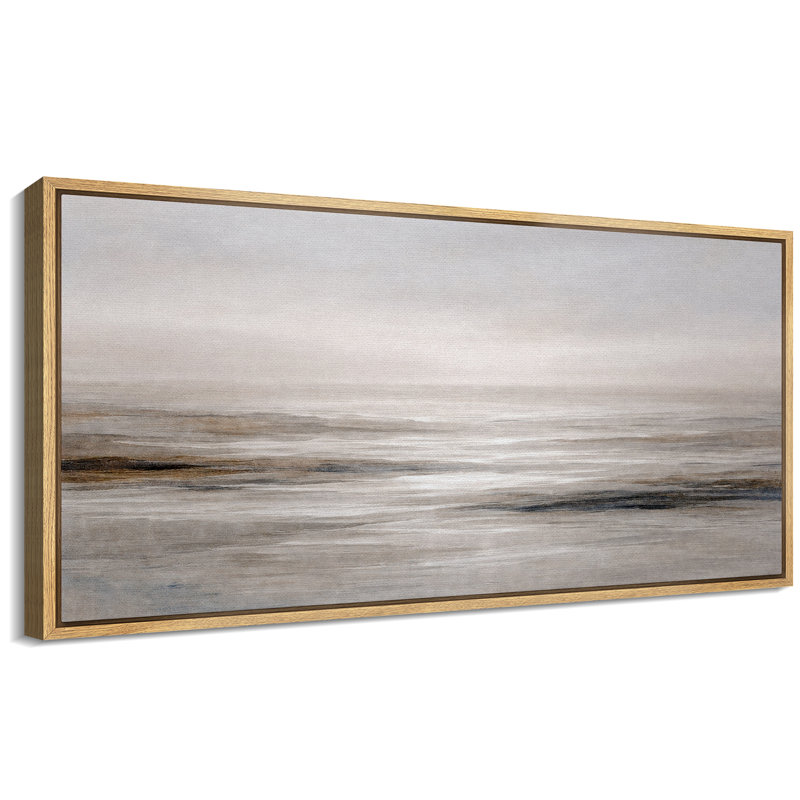 «Abstract Neutral Coastal Horizon Landscape», impression sur toile, impression sur toile encadrée, Cadre naturel