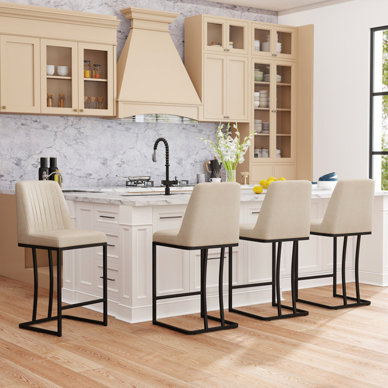Tabouret de comptoir 24,8 po Irvona, Beige PU-like Fabric