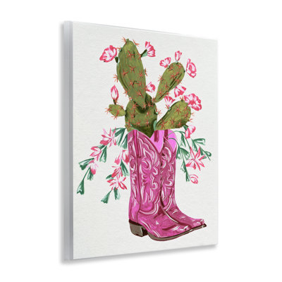 Pink Accent Cactus & Boots Wall Plaque Art by Melissa Wang