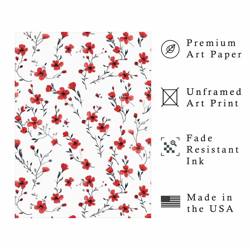 Impression florale sans cadre, H 20 po x l 16 po