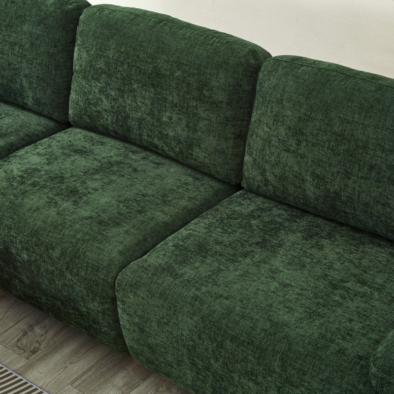 Canapé modulaire en L modulaire avec revêtement en chenille et repose-pieds