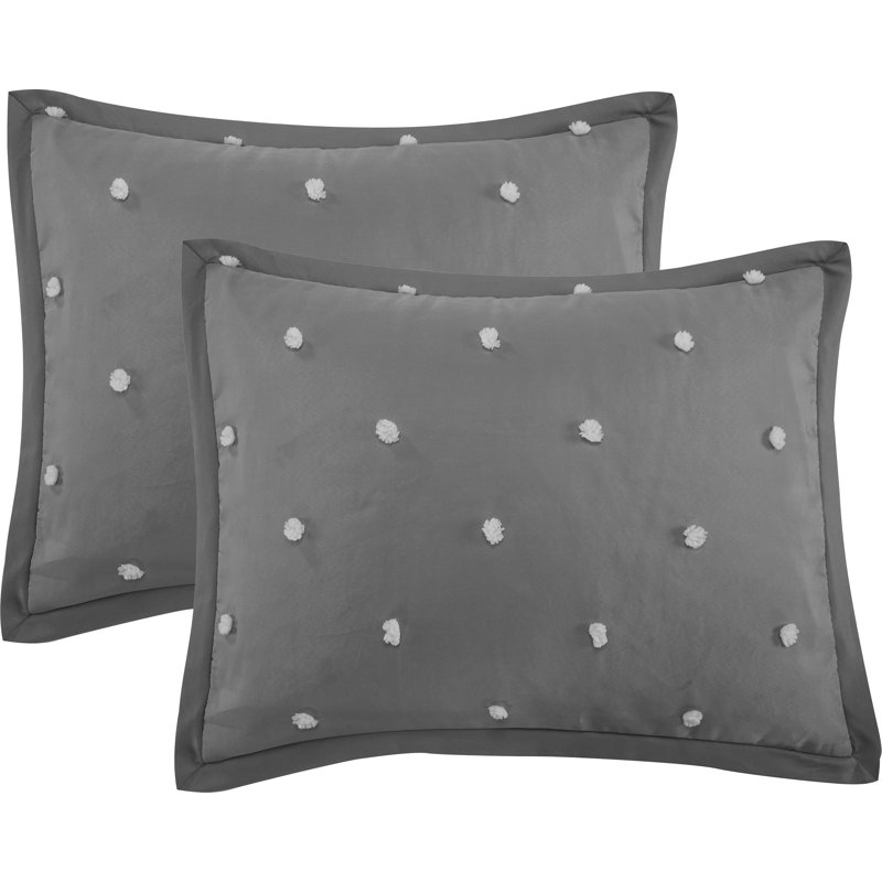 Ensemble d'édredon 4 pièces Maxime, Gris, Édredon simple + 1 taie décorative standard + co