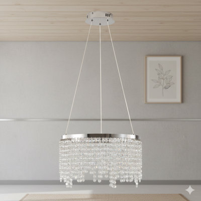 Lustre en cristal de luxe de 16 pouces à DEL, réglable en hauteur et en température de couleur (3000K-6000K), luminaire moderne pour le salon, la salle à manger et la chambre à coucher