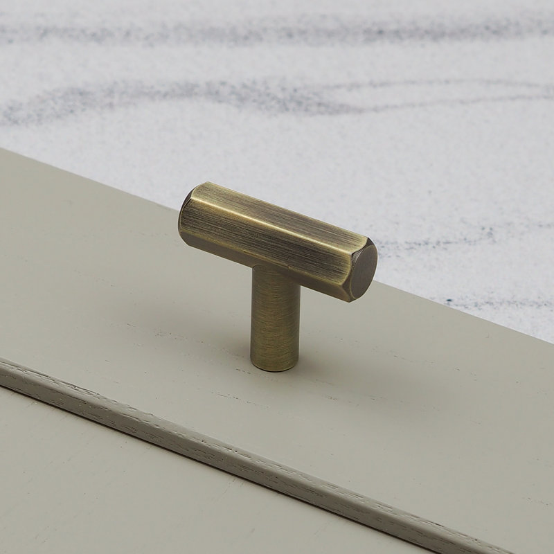 Hexagonal T-Bar Handles in Multiple Finishes, Antique Brass, 320mm Handle