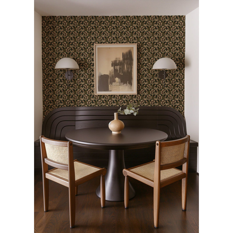 Thorn & Blossom - Papier peint floral forêt noire