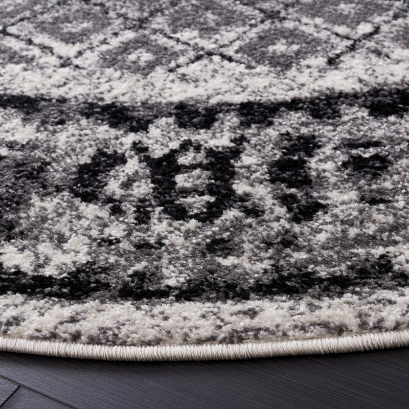 Tapis gris / noir Bonilla, Rond 6 pi