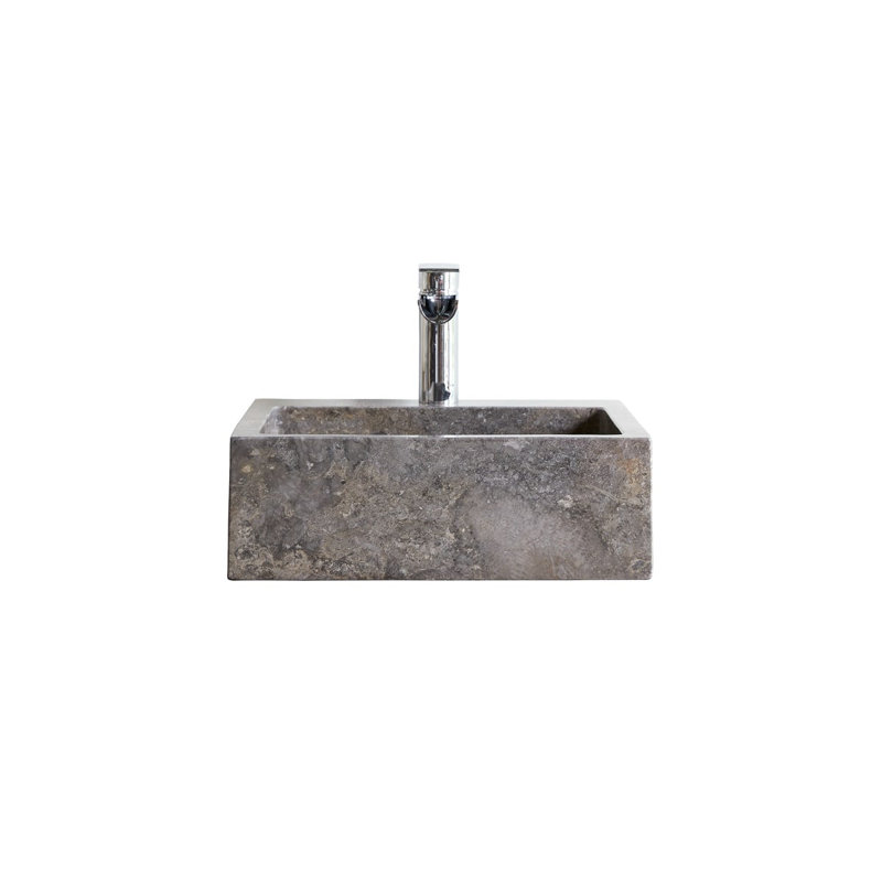 Slats Gray Marble Bathroom Sink, Dark Gray