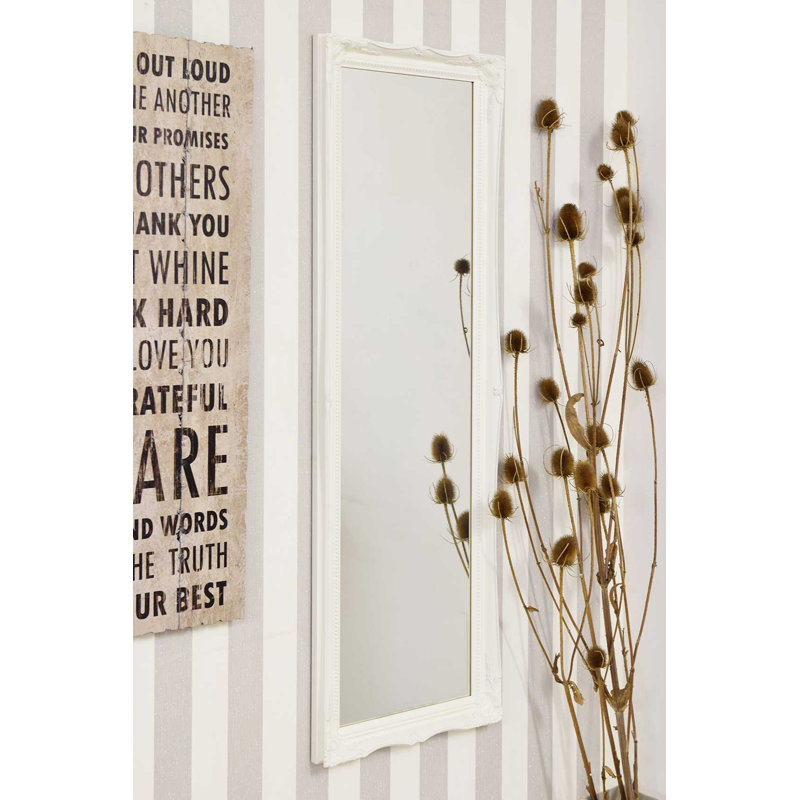 Alexandro Wood Flat Mirror, 122cm H x 41cm W, White