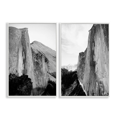 Ensemble de 2 giclées encadrées monochromes Yosemite Cliff, design par Gemma Bardot