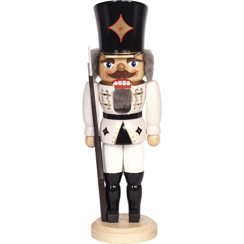 Soldier Nutcracker, White/Black, 29cm H x 10cm W x 10cm D