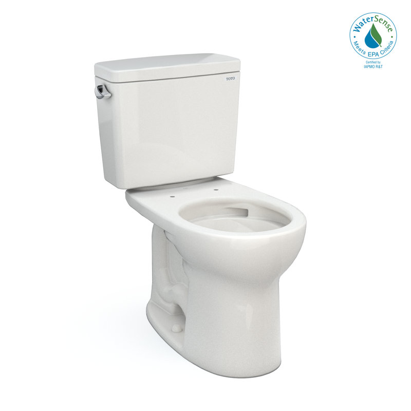 Drake® 1.28 GPF Water Efficient Round Two-Piece Toilet with Tornado Flush (Seat Not Included), Colonial White