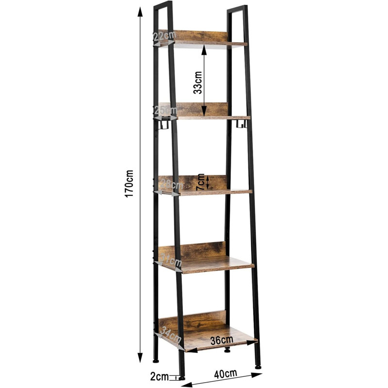 Standard Bookcase, (5 Shelves) 170cmH x 40cmW x 36cmD