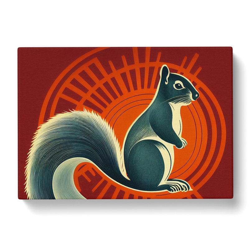 Squirrel Art Deco Style - Wrapped Canvas, 40cm H x 60cm W x 3cm D