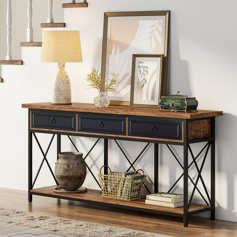 Tatianah 70.86'' Console Table, Brown/Black