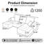 Canapé d'angle modulaire compressé en forme de U de 277 cm de large avec méridienne et pouf, 3 pièces, revêtement en velours côtelé, assise profonde, ressorts ensachés et 5 coussins pour salon, aucun assemblage requis, noir-1657819416-1657819420