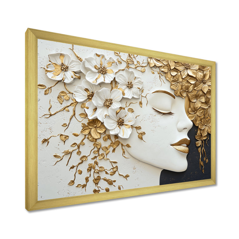 «Whispering Harmony of Asian Art», impression d'art mural japonais, H 24 po x l 32 po, Doré
