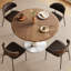 Round Dining Table, 120cm Solid Wood in Walnut with Silver Metal Base Fast Dispatch From UK Warehouse – Dispatched Within 2 Days