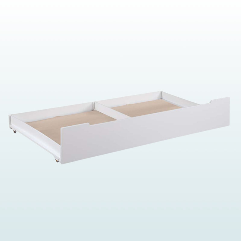 Lit gigogne simple Nyx, finition chêne et blanc