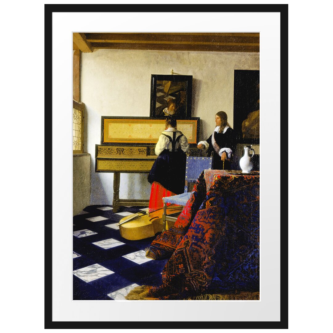 Gerahmter Kunstdruck The Music Lesson von Johannes Vermeer