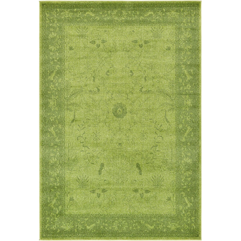 Tapis oriental vert Amika, Rond 12 pi 2 po