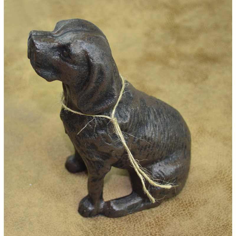Bouchon de porte de chien antique en fonte noire (4 lb) - Statue de chien décorative et sculpture pour arrêt de porte