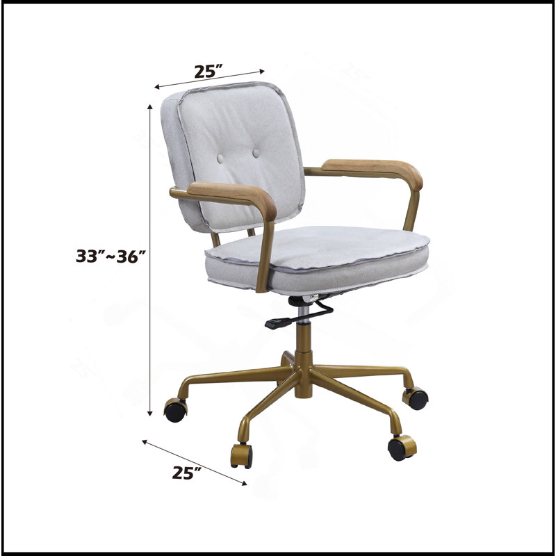 Top Grain Genuine Leather Task Chair, Gray Dup