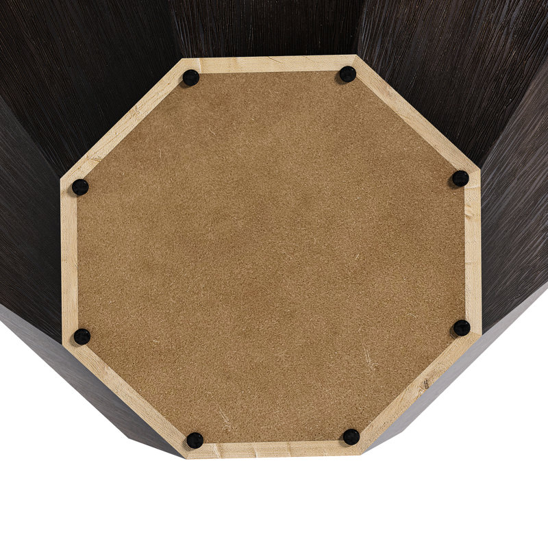 Table basse 31,5 "octogonale en bois d'hévéa noyer noir, Noyer