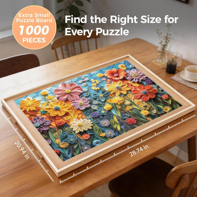 Table de casse-tête rotative 1000 pièces avec 4 tiroirs 20,94 po x 28,74 po Table de puzzle portative en bois pour adultes
