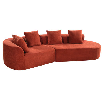 116" Modern Curved Sectional Sofa With High-Density Fully Compressed Sponge And Chaise Lounge, 2-Piece Set, Fully Assembled Right Hand Facing, Perfect For Living Room, Lounge