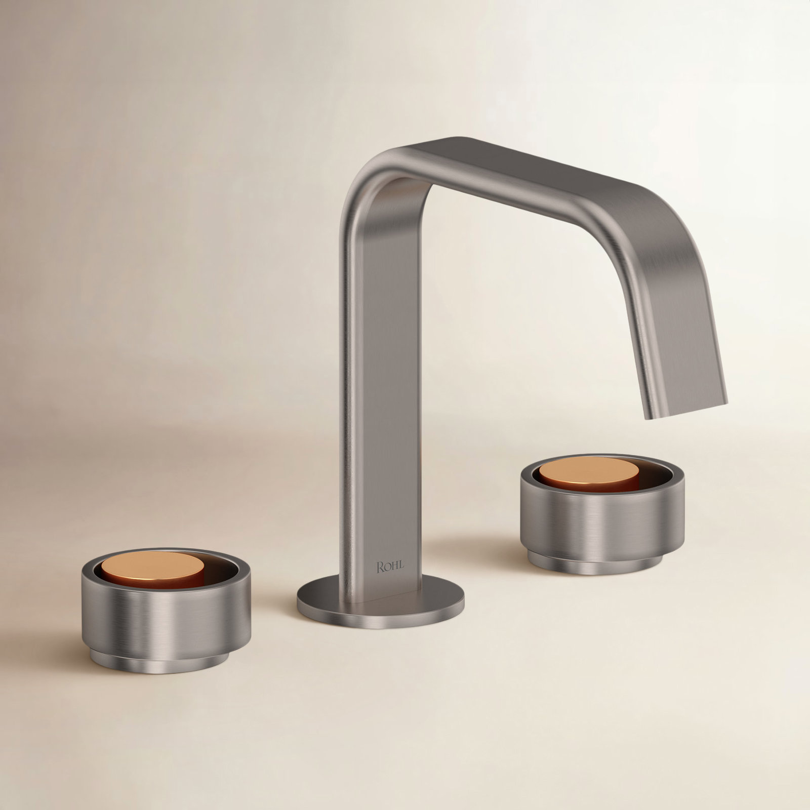 Eclissi Widespread Lavatory Faucet With U-Spout, Satin Nickel/Saitn Gold