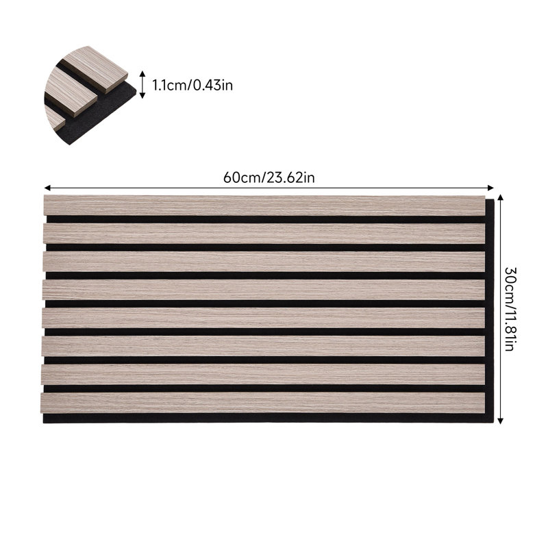 16-Pack Self-adhesive Acoustic Wood Slat Wall Panels for Interior Decor