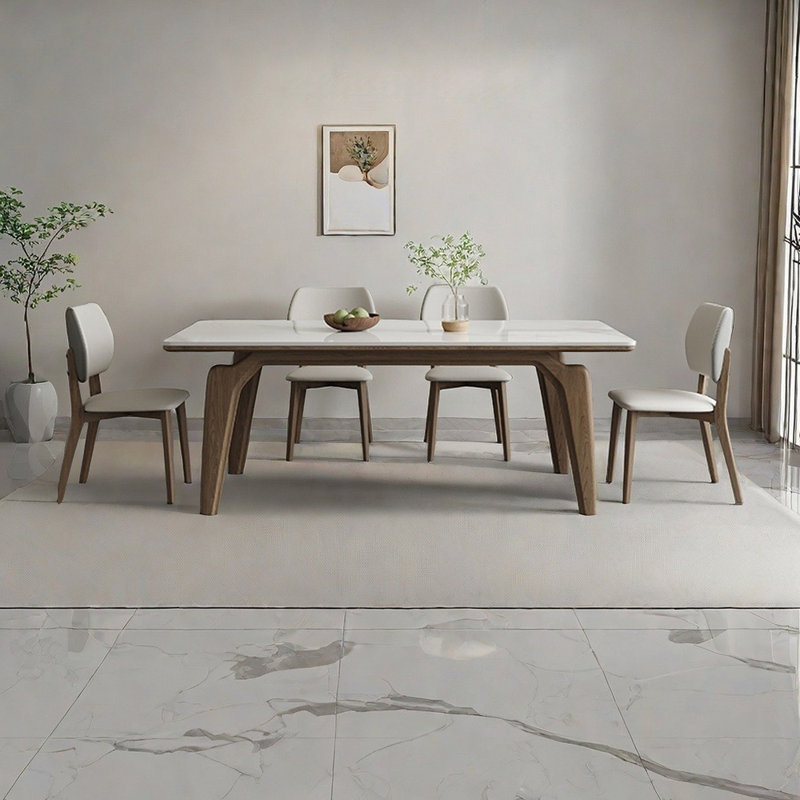 Light luxury simple rectangular dining table set, 29.5"H x 63"L x 31.5"W