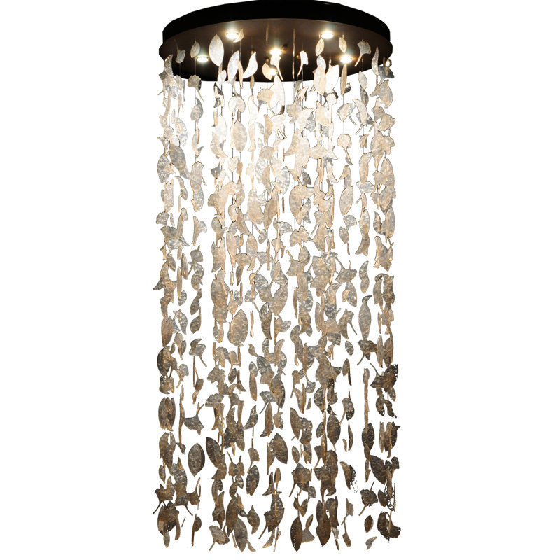 Luminaire suspendu grappe 6 lumières Ginkgo Leaf