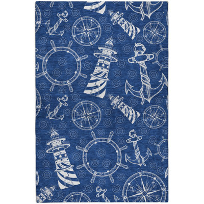 Premium Machine Washable Dream Shag ADS154 Nautical Rug