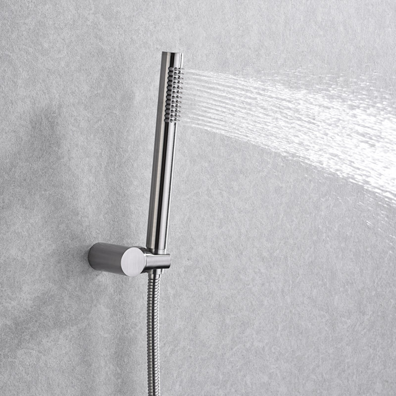 Shower Faucet Set System with Handheld Shower and Brass Rough-in Valve, Brushed Nickel