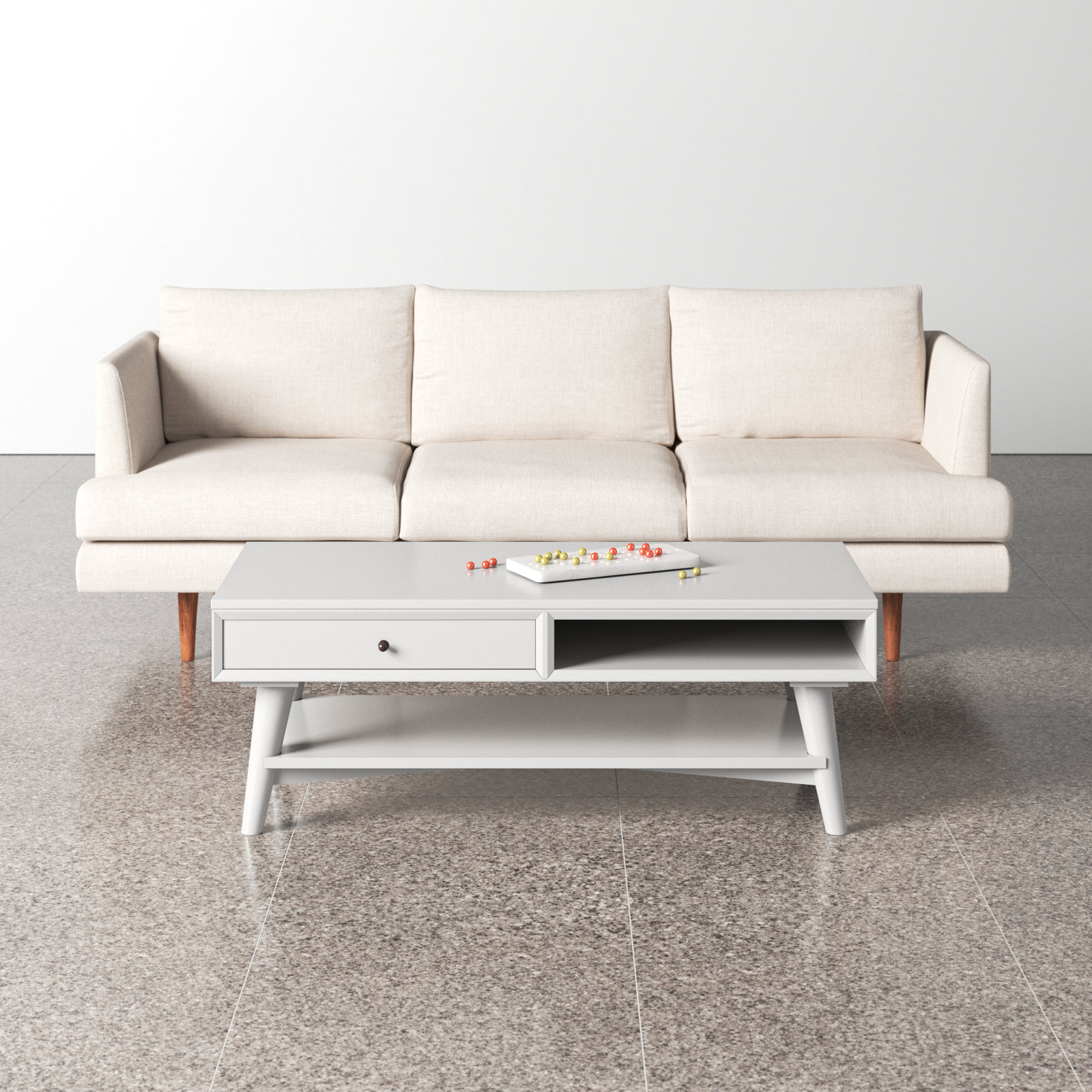 Williams 48" Mahogany Storage Coffee Table, White