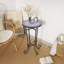 Table d'appoint de patio, bleu et noir