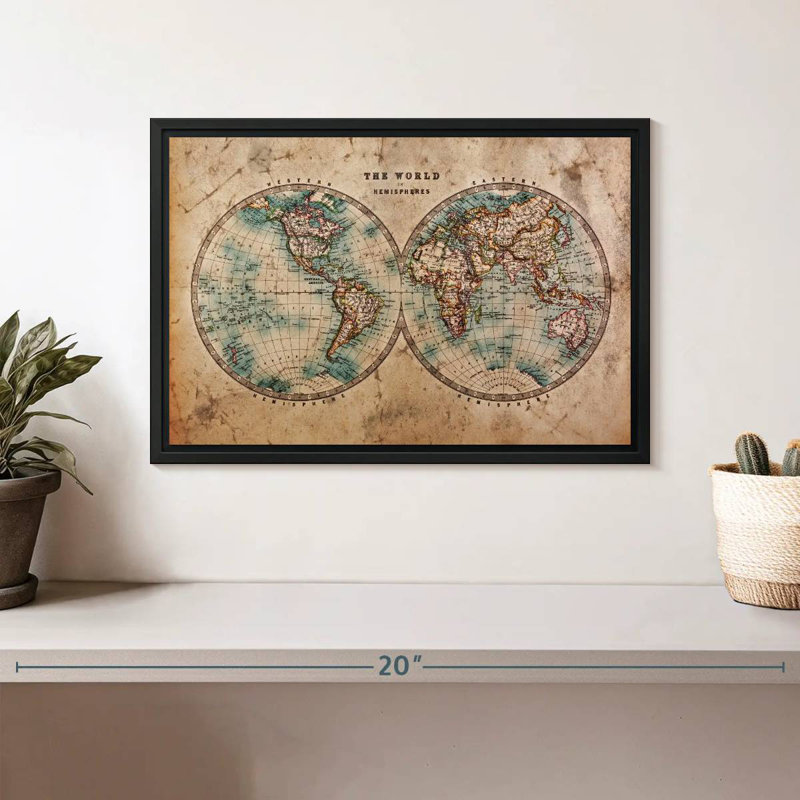 Aliaz Hemisphere Map, 9" H x 13" W