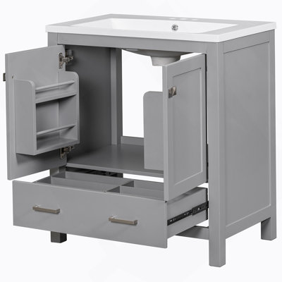 30" Bathroom Vanity With Single Sink, Combo Cabinet Undermount Sink With 2 Doors And Drawer