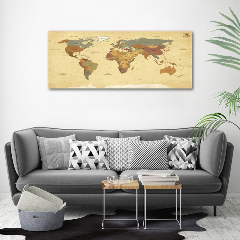 Political Map - No Frame Print on Canvas