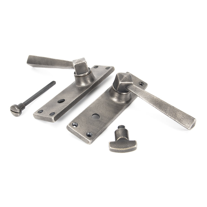 Straight Double Dummy Door Handle, Antique Pewter
